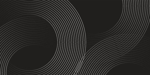 Abstract black glowing geometric lines modern shiny gray circle lines pattern vector eps10