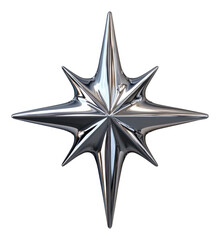 Obraz premium PNG A four-pointed starburst metallic contemporary geometric.