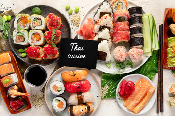 Assorted sushi nigiri and maki big set. © bit24