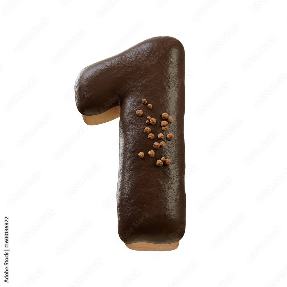 Fototapete 3d font.chocolate biscuit donut font concept. isometric alphabet. numbers and letters. 3d rendering 