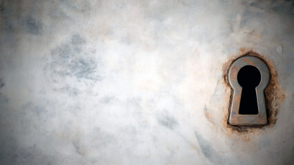 Old Rusty Keyhole on Textured Gray Wall lock antique