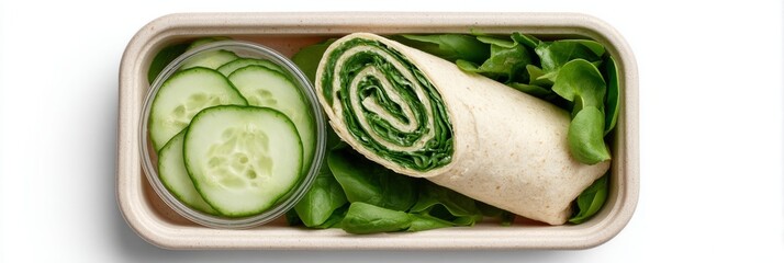 Spinach-infused wrap delicately cradled by leafy greens, a vibrant ode to International Picnic Day and Plant Power Week
