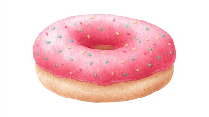Pink frosted donut, whimsical delight, sprinkles of joy for National Donut Day or sweet Mardi Gras celebration mood
