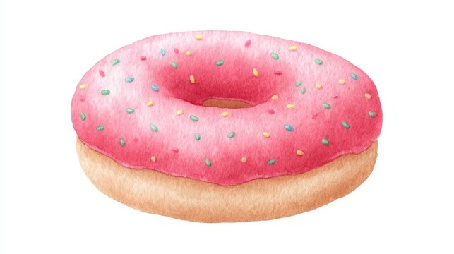 Pink frosted donut, whimsical delight, sprinkles of joy for National Donut Day or sweet Mardi Gras celebration mood