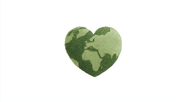 Heart-shaped Earth tapestry blooms with verdant continents, symbolizing global love for Earth Day and Arbor Day celebrations