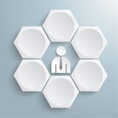 6 White Hexagons Cycle Businessman