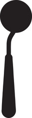 Silhouette vector of a dental mirror tool, used for oral examination and inspection in dental care.