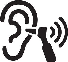 Silhouette vector of a hearing test icon, representing audiology, ear examination, and hearing health care.