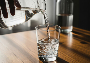 verre rempli d'eau sur une table