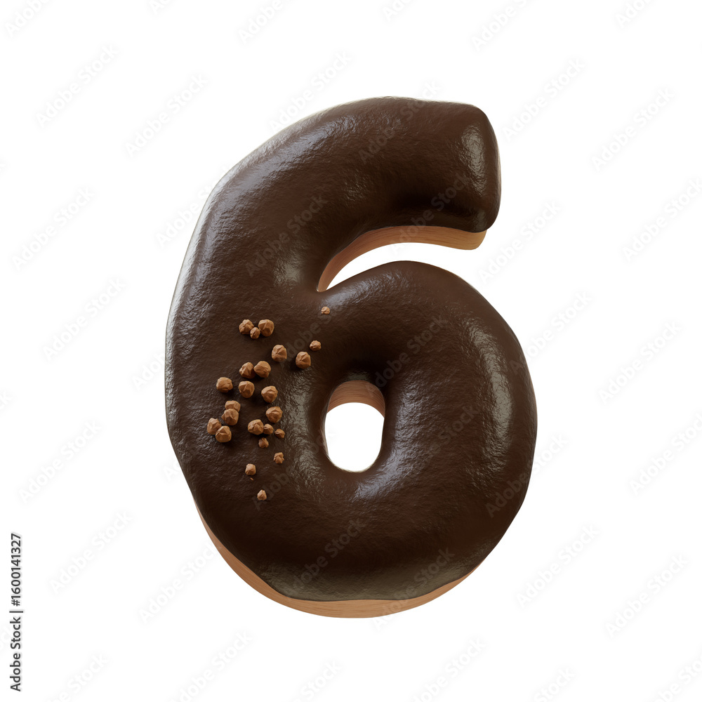 Fototapete 3d font.chocolate biscuit donut font concept. isometric alphabet. numbers and letters. 3d rendering 