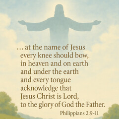 Christian Inspirational PNG Art , Jesus Silhouette with Philippians 2:9-11 Bible Verse