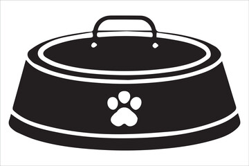 Minimalist Pet Food Bowl Icon – Black and White Vector Illustration

