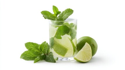 Sparkling mojito with lively mint leaves and zesty lime, celebrating Caribbean Carnival and World Cocktail Day, refreshing zestful delight