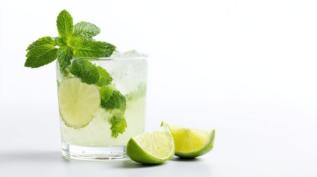 Zesty mojito cocktail with mint whispers vibrant tropical fiesta, World Cocktail Day toast, refreshment with Cuban flair