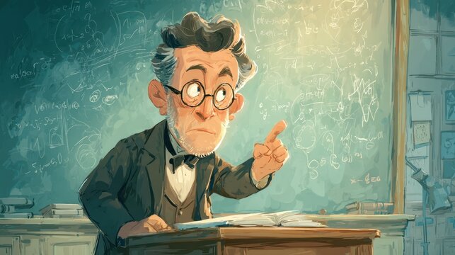 Historical figure in classroom illustration