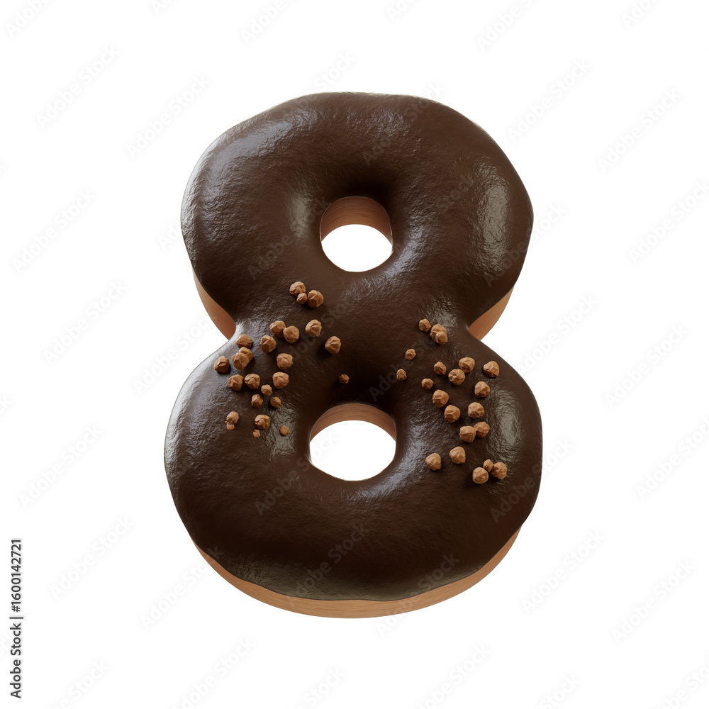 Fototapete 3d font.chocolate biscuit donut font concept. isometric alphabet. numbers and letters. 3d rendering 