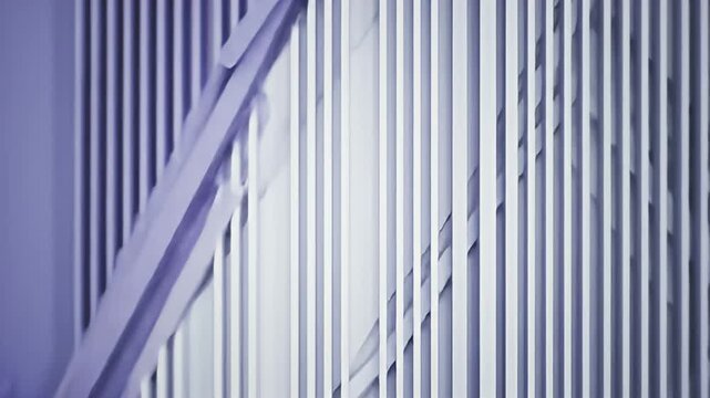Abstract arrangement of white and lavender strips, creating layers and visual texture