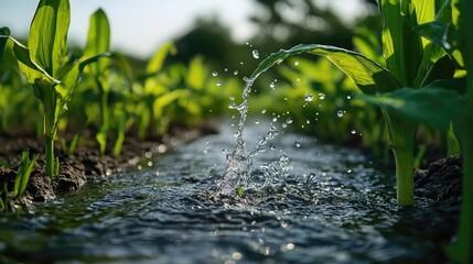 Sustainable water practices with efficient irrigation, water recycling, and community-based water management promoting responsible use of freshwater resources in agriculture and daily life.