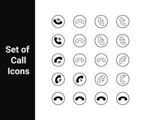 Call Icon Set &middot; Phone Handset Icons &middot; Filled, Outline, Rounded, Sharp Styles &middot; Vector Communication Symbols