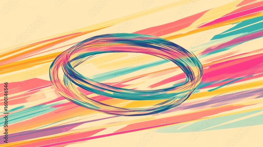 Poster this vibrant abstract composition features a dynamic swirl of lines and colors, creating a lively an