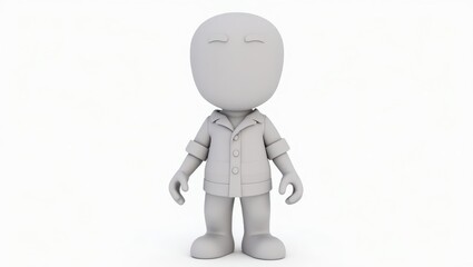 Fototapeta premium Gray cartoon figure in casual clothing.