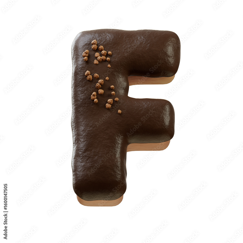 Fototapete 3d font.chocolate biscuit donut font concept. isometric alphabet. numbers and letters. 3d rendering 