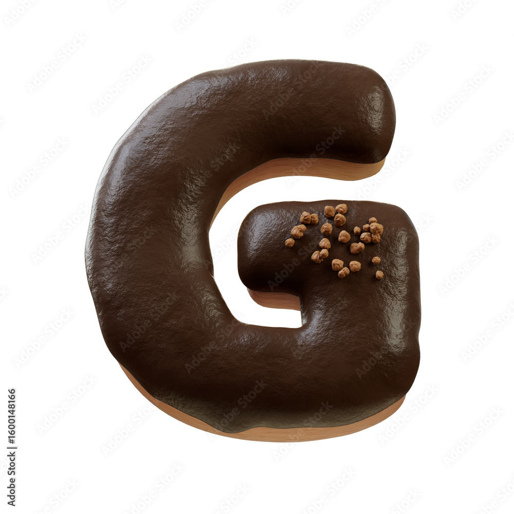 Fototapete 3d font.chocolate biscuit donut font concept. isometric alphabet. numbers and letters. 3d rendering 
