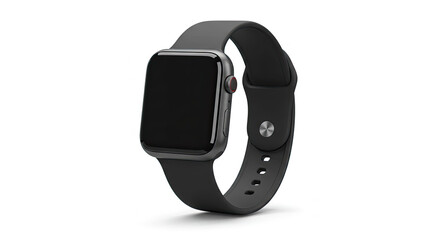 Modern Black Smartwatch on White Background.