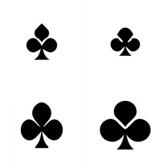 Four simple black club symbols arranged in a rectangle on a white background