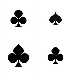 Four playing card suits two clubs and two spades, black silhouettes on white