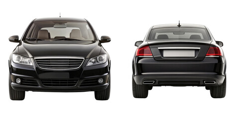 Car Front And Back View isolated on transparent white background, clipping path