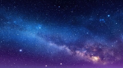 Naklejka premium Night sky filled with stars and the milky way.