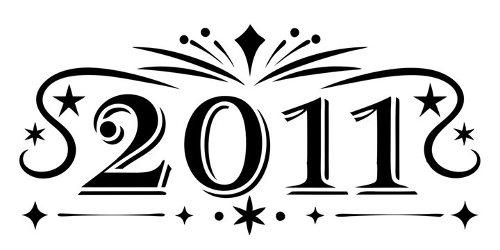 Ornate black numbers with stars and decorative elements 2011