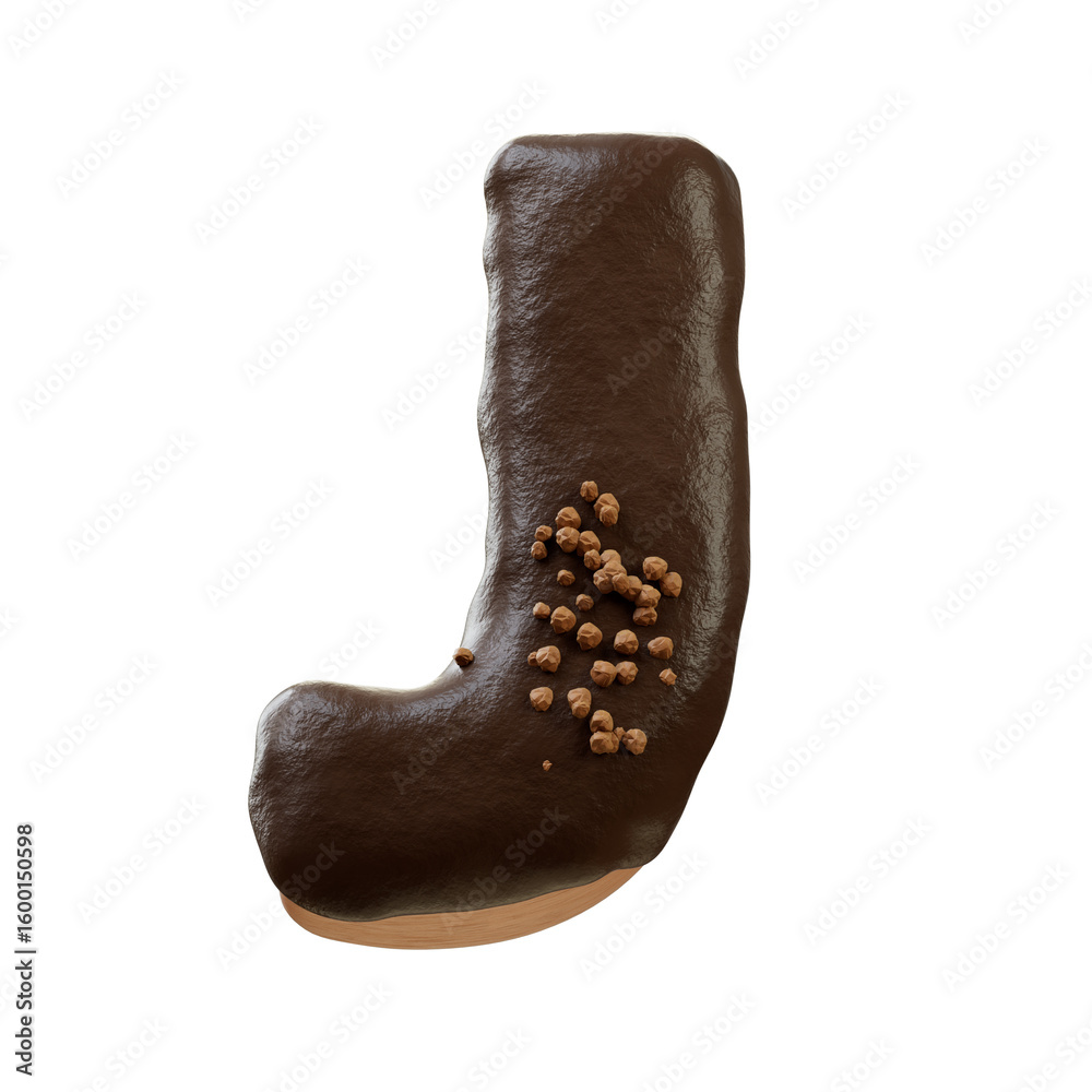 Fototapete 3d font.chocolate biscuit donut font concept. isometric alphabet. numbers and letters. 3d rendering 