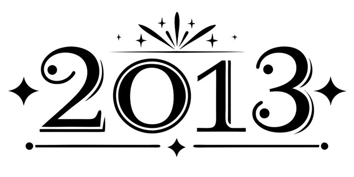 Ornate numbers with festive embellishments 2013 vintage