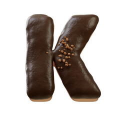 3D Font.Chocolate Biscuit Donut Font Concept. Isometric Alphabet. Numbers And Letters. 3d rendering isolated on white background