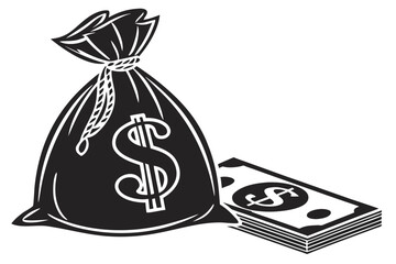 Black Money Bag Icon – Banking & Finance Graphic
