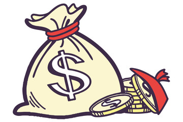 Cartoon Style Money Sack Silhouette &ndash; Clipart PNG Vector
