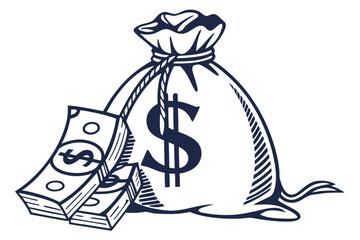 Classic Money Bag Silhouette Icon for Finance Designs