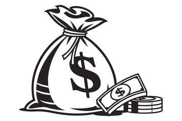 Minimalist Money Bag Silhouette – Budget and Savings Design
