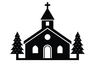 christmas church vector icon