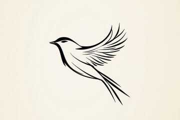Fototapeta premium A striking black and white illustration of a bird in flight featuring sleek lines and graceful wings, perfect for designs focused on nature or elegance.