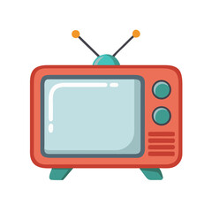 A Retro Television Set with Antenna, Evoking Nostalgia for Classic Media Devices and Entertainment Technology, Featuring a Blank Screen for Custom Content