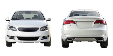 Car Front And Back View isolated on transparent white background, clipping path