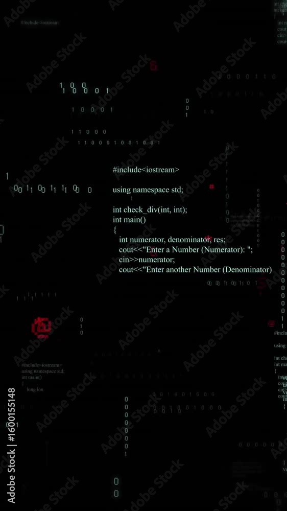 Poster animation of networks moving over data processing on black background