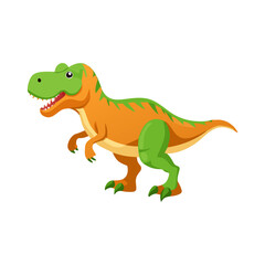 Fototapeta premium A Cartoon Tyrannosaurus Rex Illustration with Green and Orange Coloring Standing Tall on a Transparent Background, Perfect for Educational or Children's Content Creation