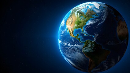 Earth globe view from space showing north america and south america continents view