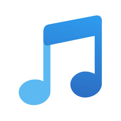 Blue Musical Note Icon on Transparent Background, Representing Sound, Melody, and Audio Content in a Simple and Modern Design Style for Digital Applications