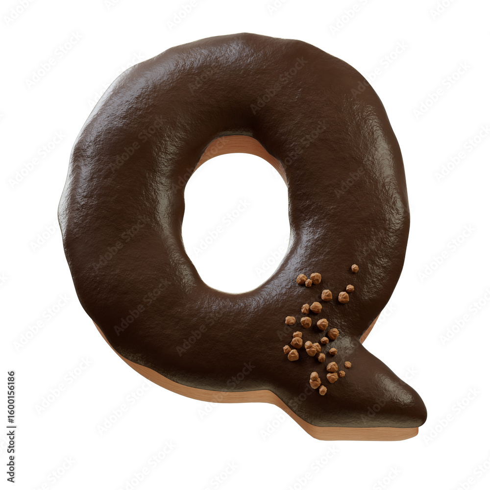Fototapete 3d font.chocolate biscuit donut font concept. isometric alphabet. numbers and letters. 3d rendering 