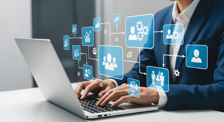 "Business Digital Data Cloud Computing and Cybersecurity Analytics on Laptop Screen",